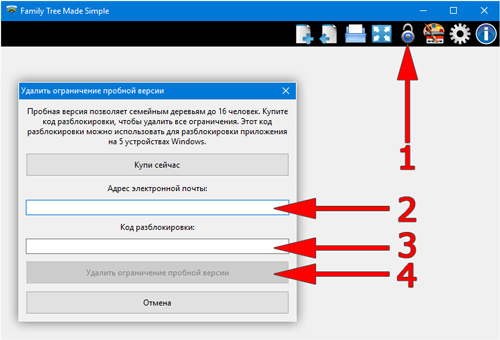 Удалить ограничение пробной версии